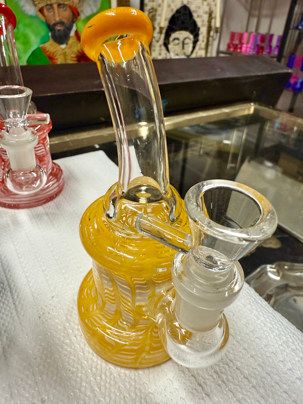 Ripkitty 5” Fancy Mini Bong with Rod Color and 14mm Male Bowl – Colors May Vary