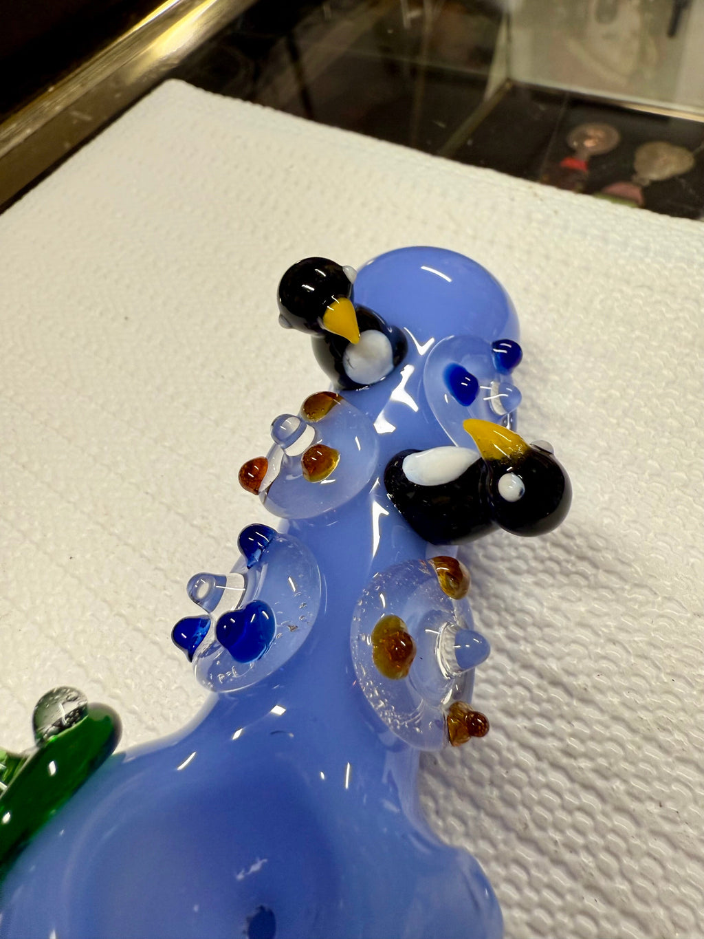 Ripkitty 4.5" Tobacco Dry Herb Hand Pipe Spoon Color Tube Glass with Penguins Art