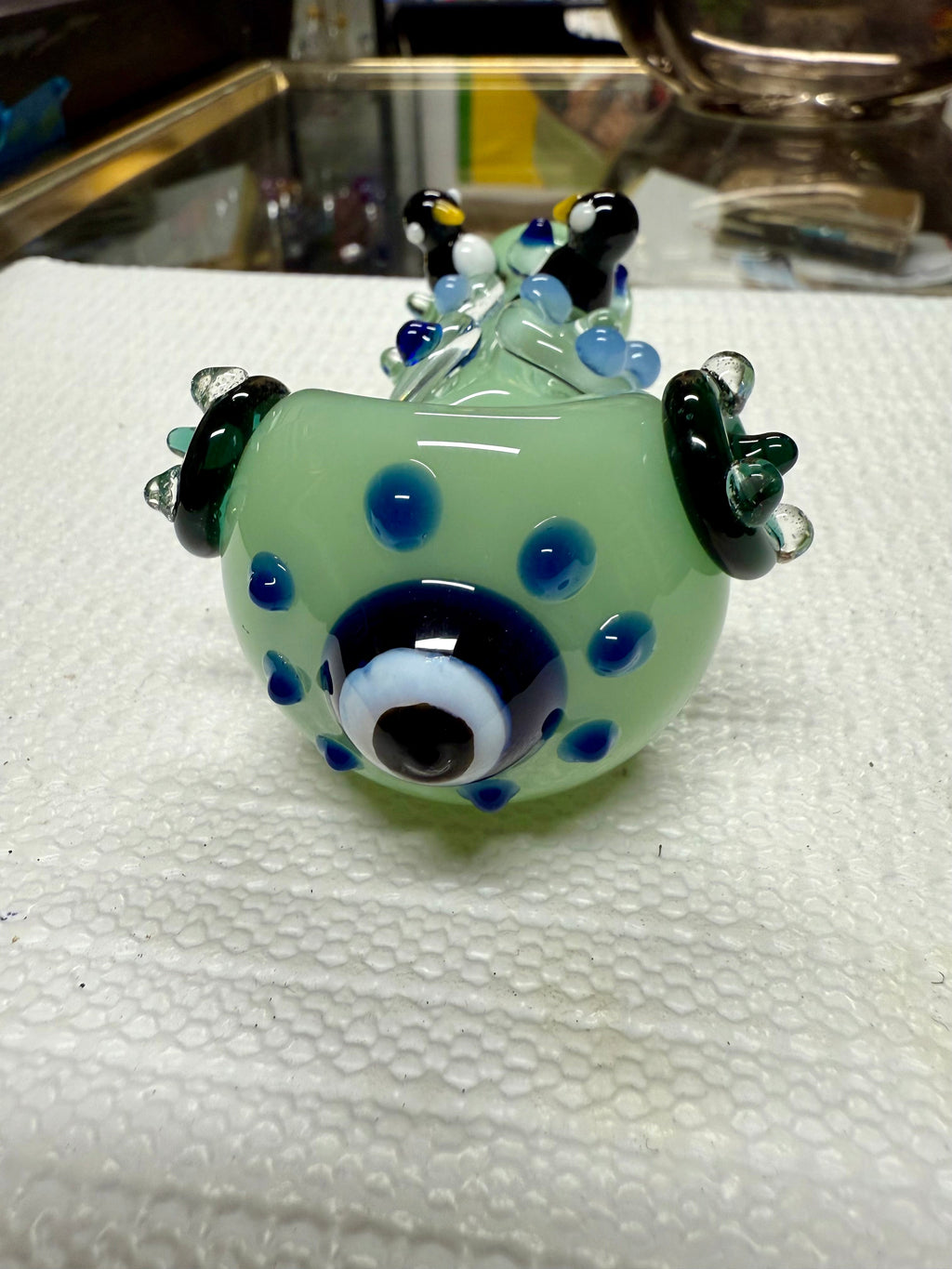 Ripkitty 4.5" Tobacco Dry Herb Hand Pipe Spoon Color Tube Glass with Penguins Art