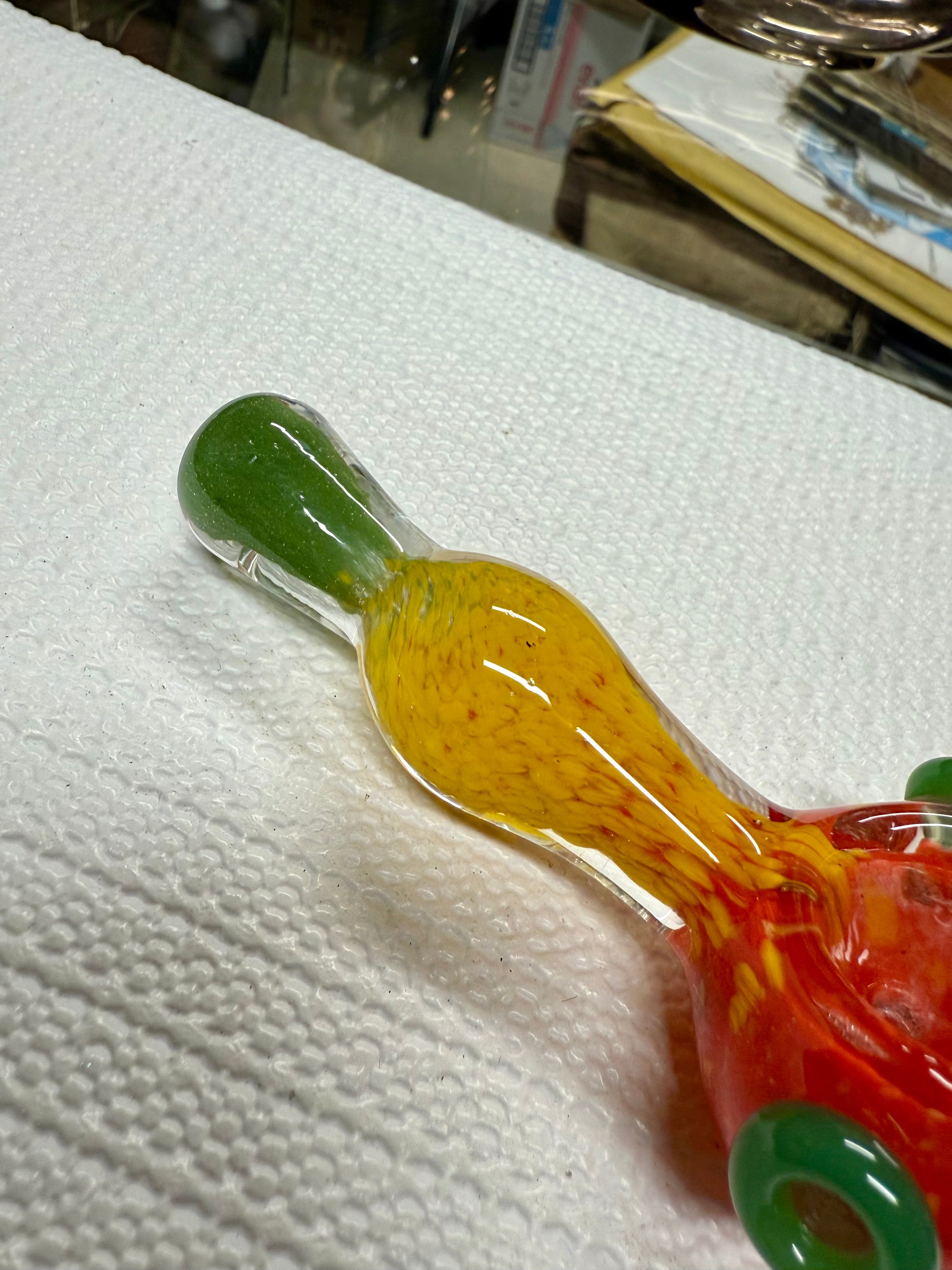 Ripkitty 3.5” Tobacco Dry Herb Hand Pipe Rasta Color Art Spoon
