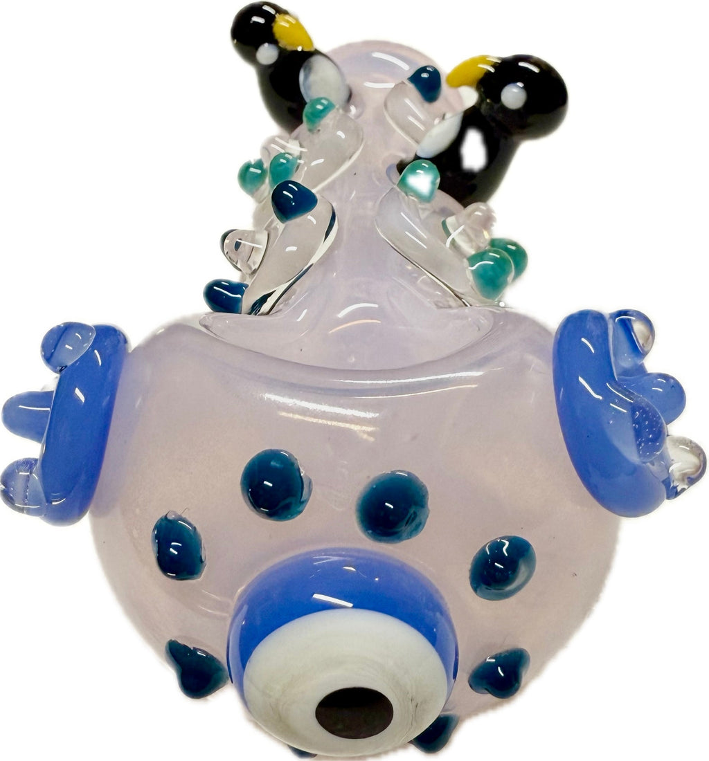 Ripkitty 4.5" Tobacco Dry Herb Hand Pipe Spoon Color Tube Glass with Penguins Art