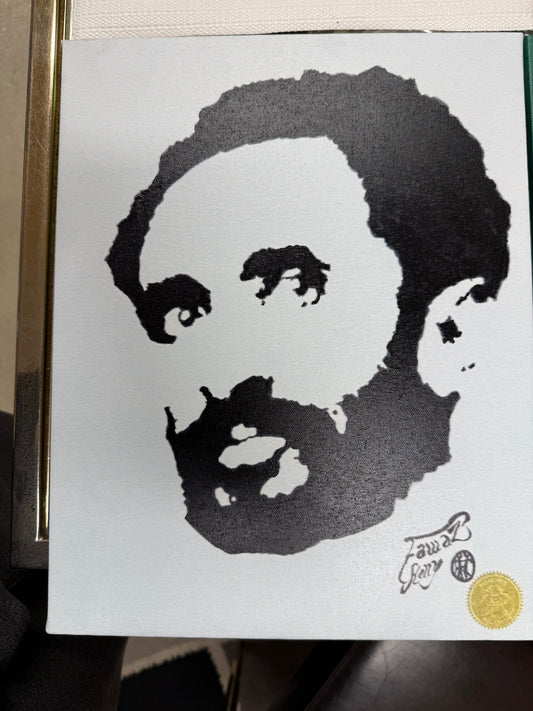 14x11 Fawaz x Ripkitty "Black & White Silhouette of Emperor Selassie" Canvas Art Print