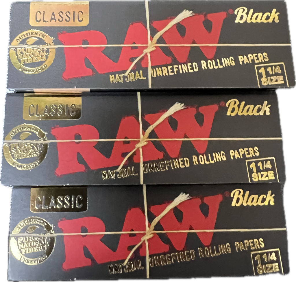 Raw Unrefined Classic Black 1.25 (1 1/4) Size Sheets (3 Count)