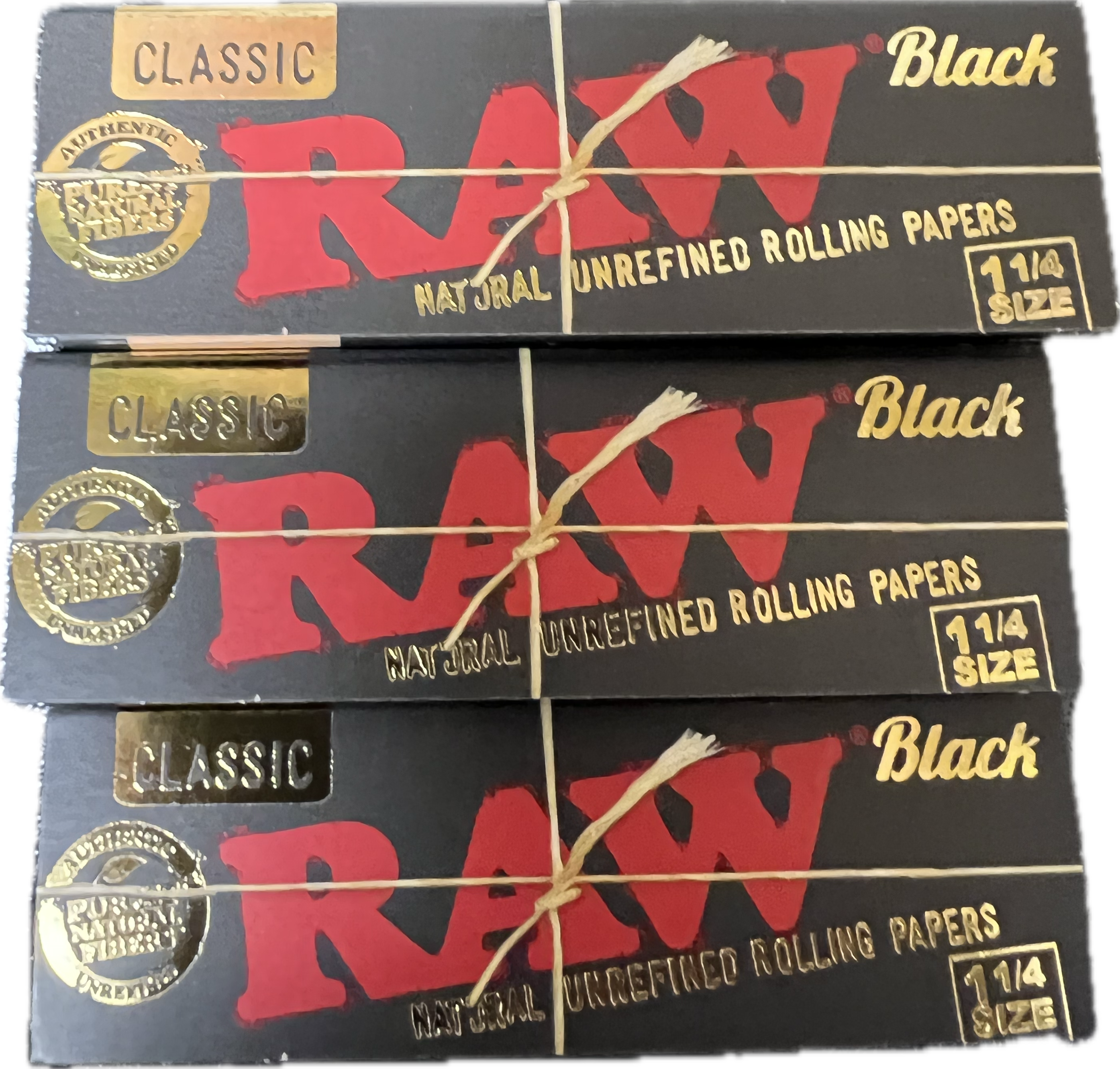 Raw Unrefined Classic Black 1.25 (1 1/4) Size Sheets (3 Count)