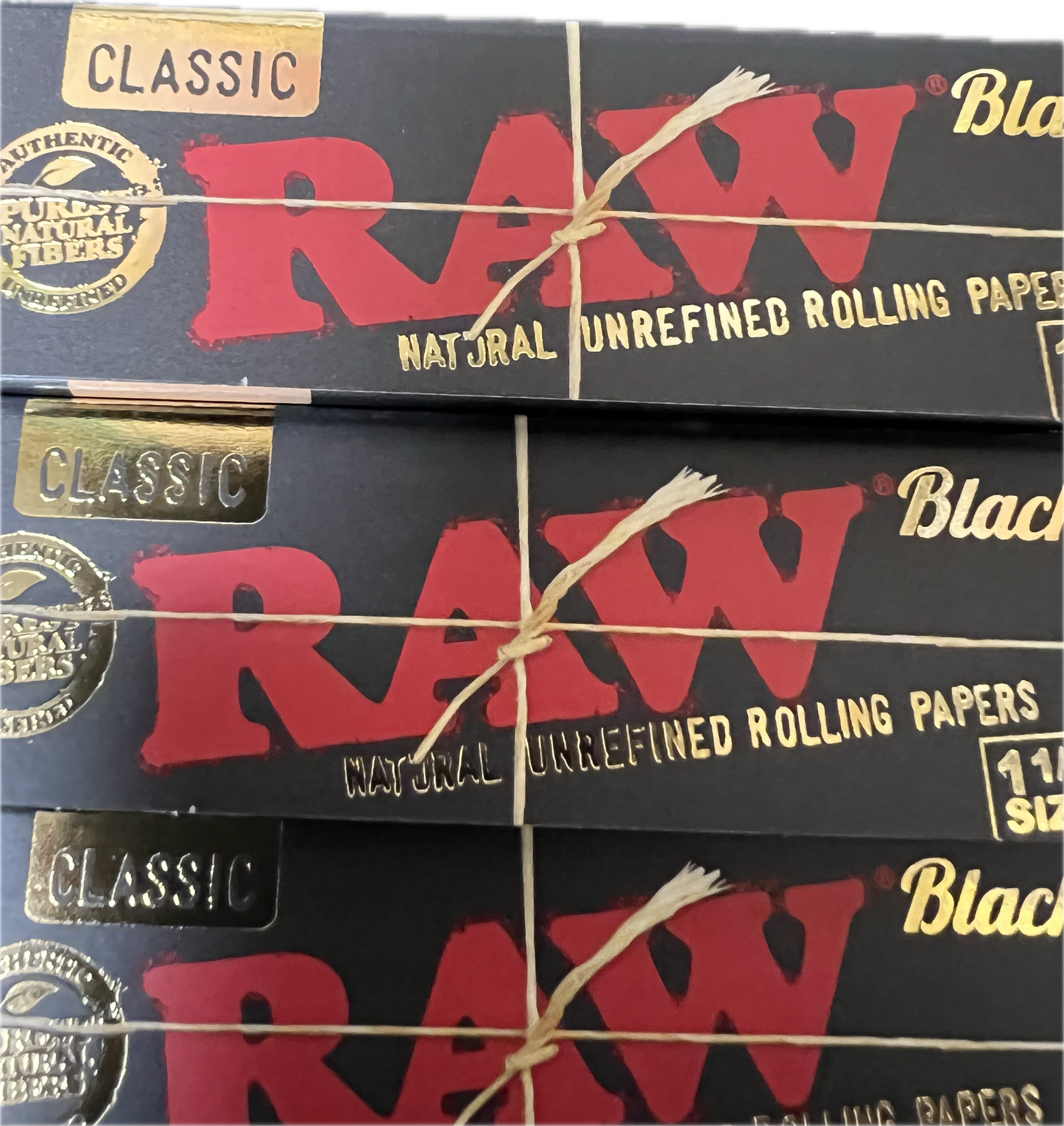 Raw Unrefined Classic Black 1.25 (1 1/4) Size Cigarette Rolling Papers (3 Count)