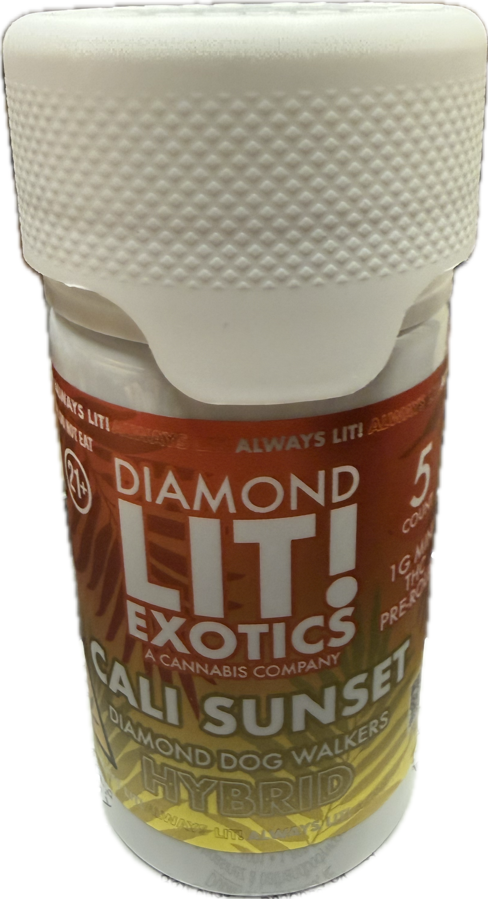 Diamond Lit! – Exotics Dog Walkers – 5CT Jar – 1G Delta-8 Pre-Rolls (Sativa / Hybrid / Indica)