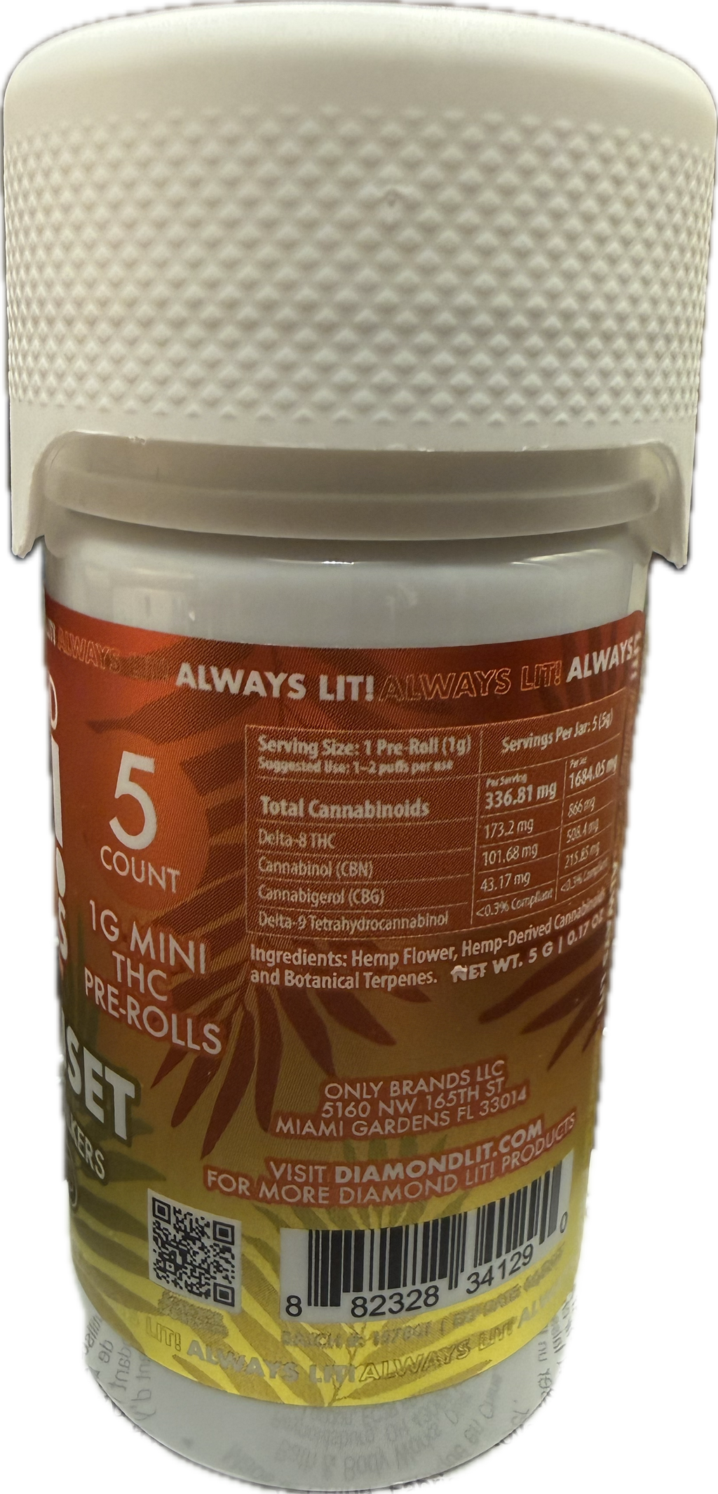 Diamond Lit! – Exotics Dog Walkers – 5CT Jar – 1G Delta-8 Pre-Rolls (Sativa / Hybrid / Indica)