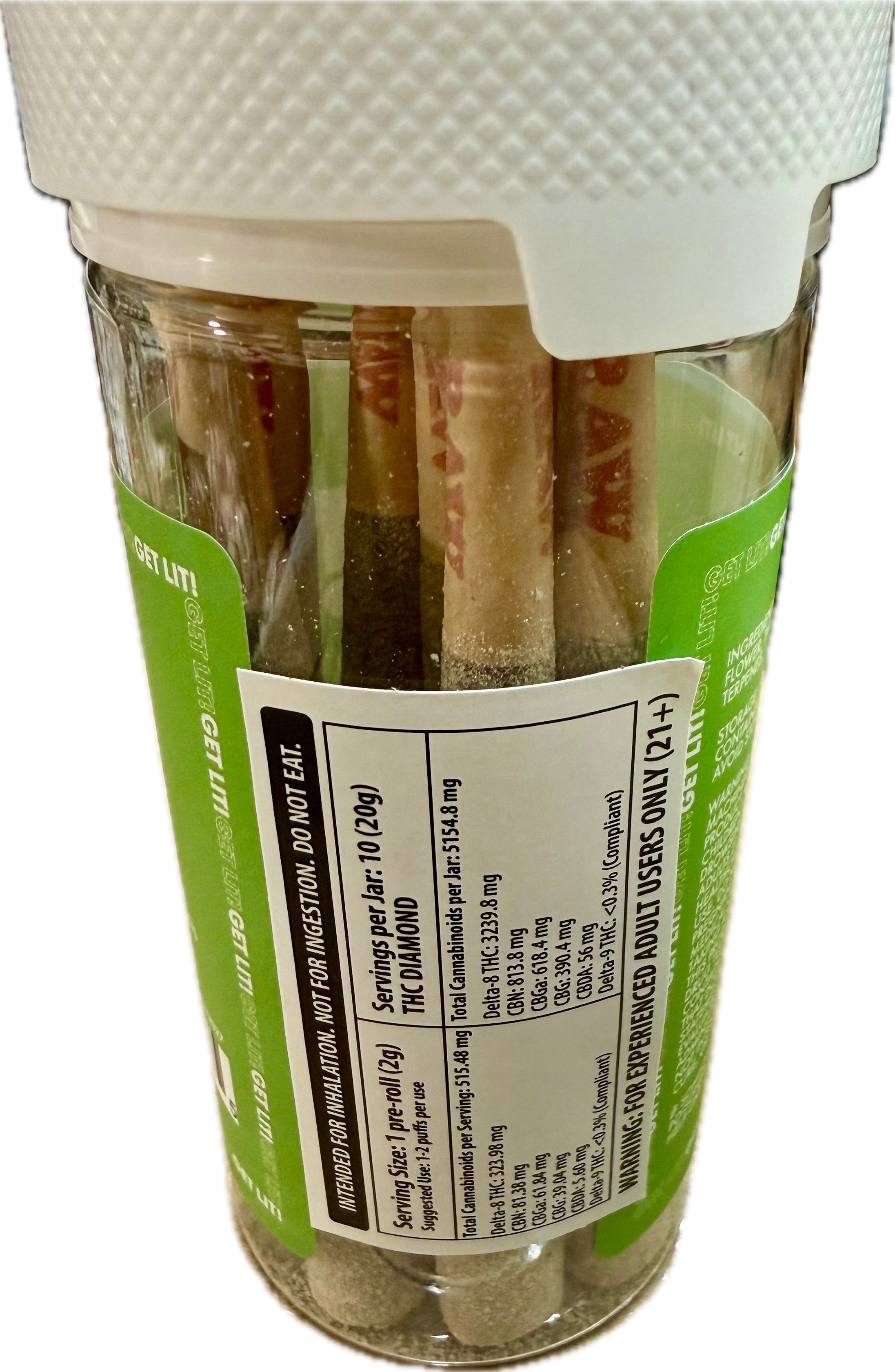 DIAMOND LIT! - THC LIQUID DIAMONDS - 2G PRE-ROLL - 10CT