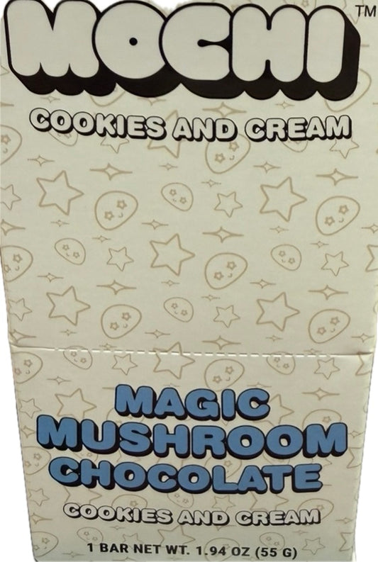 Mochi Cookies & Cream Mushroom Chocolate — 55g Lab-Tested Bar